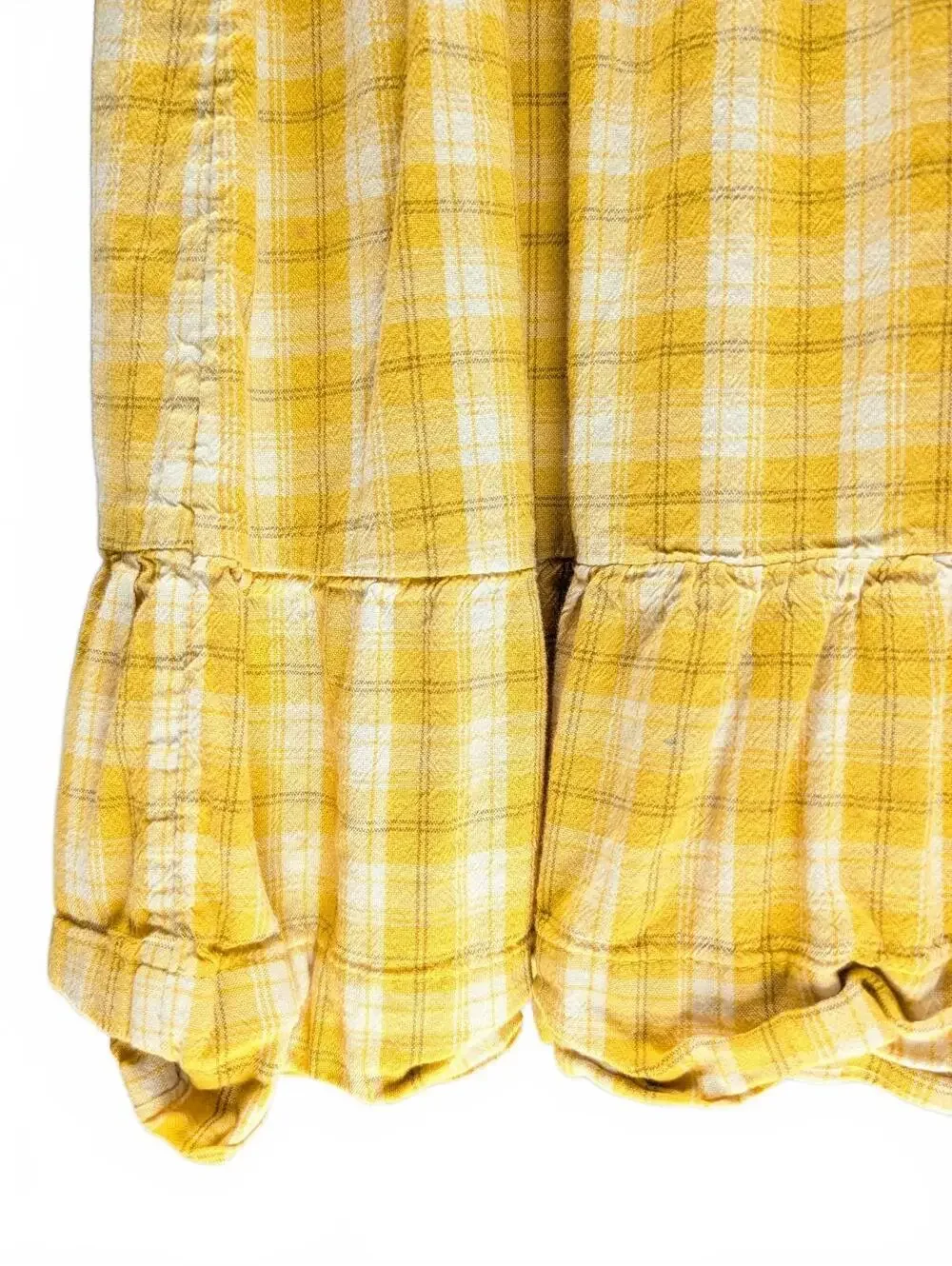 Old Navy Girls' Yellow Plaid Puff Sleeve Dress, Size M 8